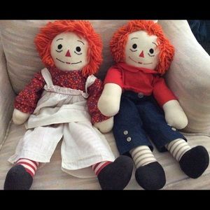 Set of Vintage HANDMADE RAGGEDY ANN & ANDY Dolls